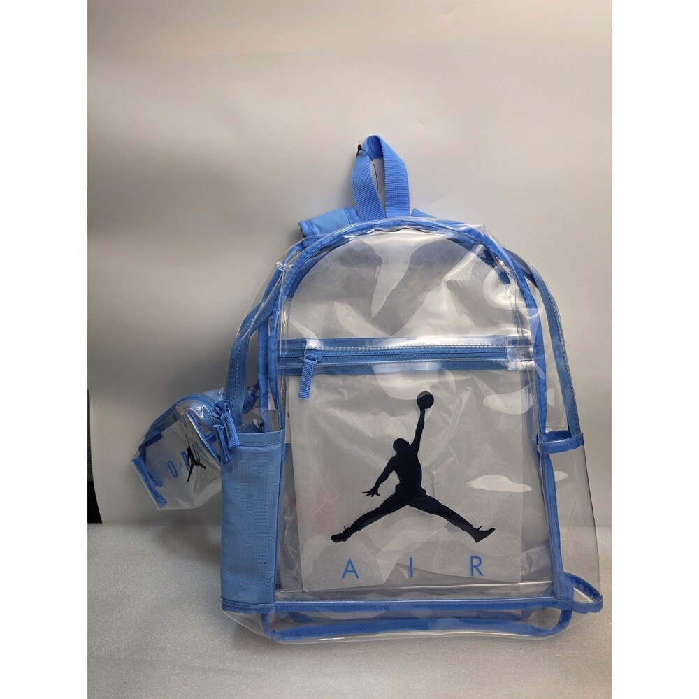 New UNC 2PC JORDAN NIKE Clear 9A0771 18" Backpack Pencil Case BLUE School BAG
